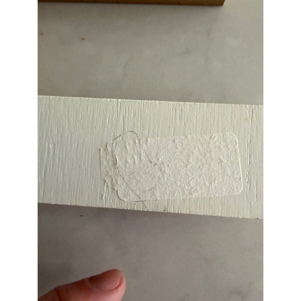 Wooden Letter E Block Wall Decor White Natural Wood Arrow Pattern Boho Accent - Picture 2 of 3